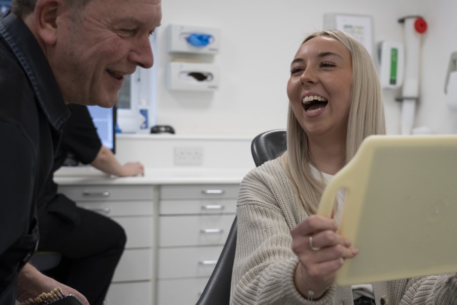 Dr Simon O’Neill Associate Dentist with patient Dr Simon O'Neill Associate Dentist with patient